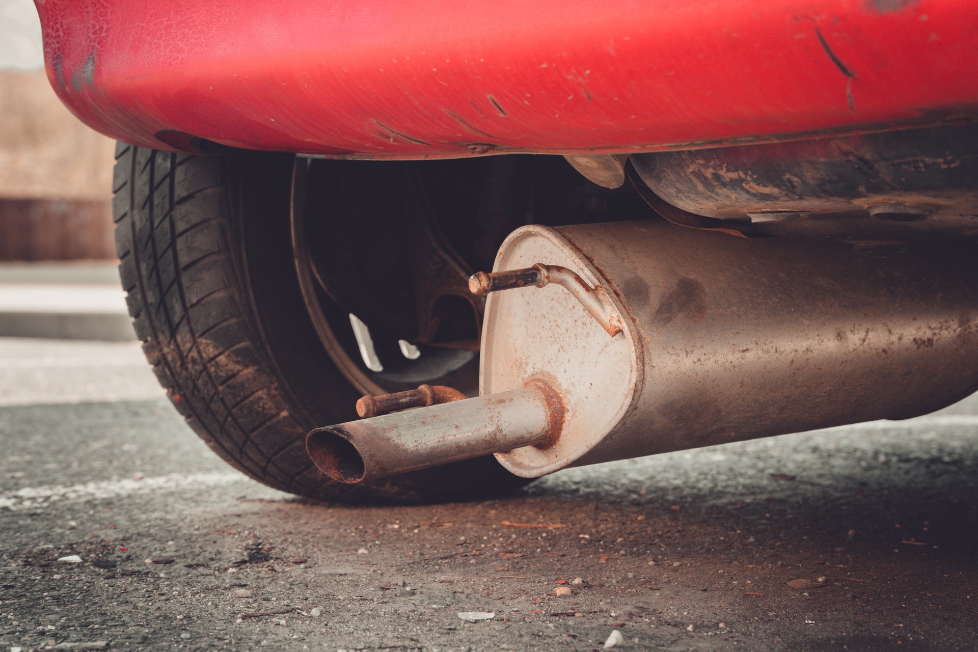 Car exhaust (muffler) fallen off a car